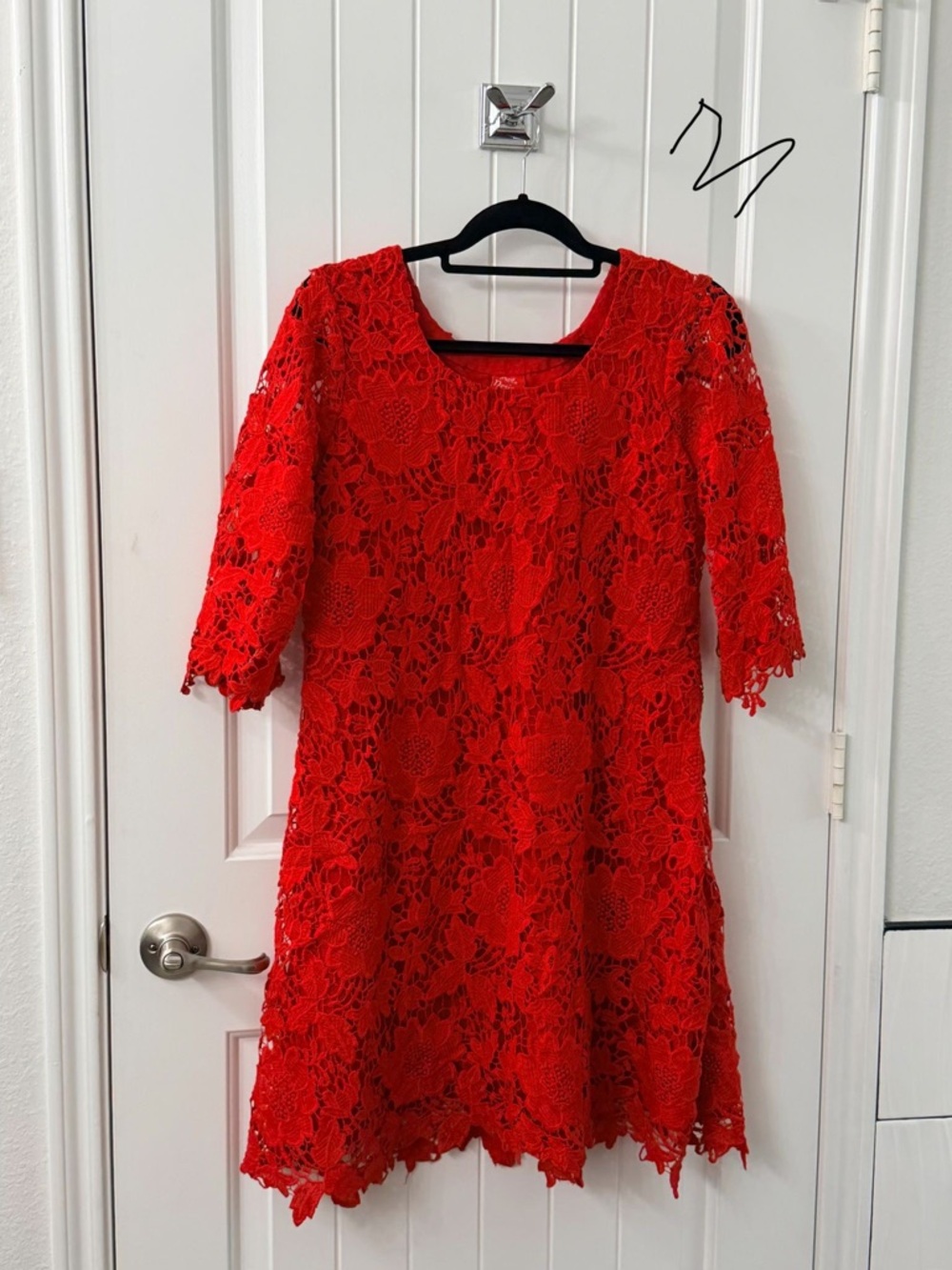 Red Lace A-Line Dress - Women